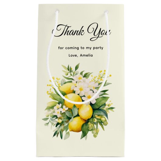 Lemon Bouquet with White Blossoms Thank You Klein Cadeauzakje (Voorkant)