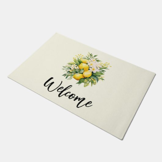Lemon Bouquet with White Blossoms Welcome Deurmat (Schuin)