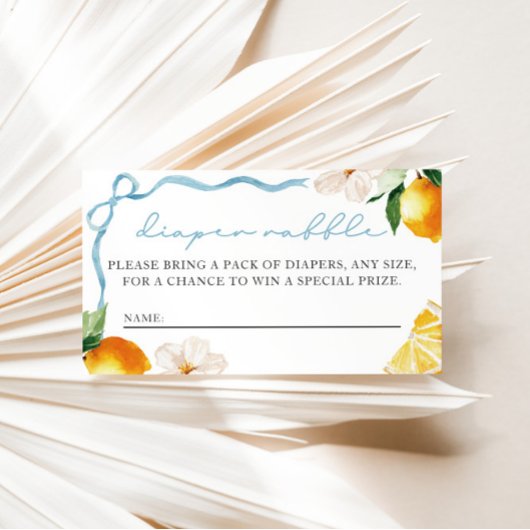 Lemon & Bows Baby Shower Diaper Raffle Entry  Informatiekaartje