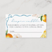 Lemon & Bows Baby Shower Diaper Raffle Entry  Informatiekaartje (Voorkant)