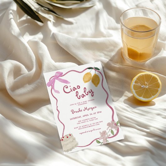 Lemon Bows Girls Baby shower Uitnodiging