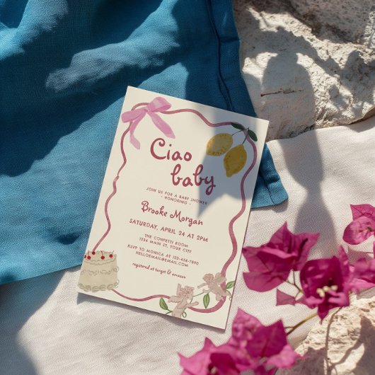 Lemon Bows Girls Baby shower Uitnodiging