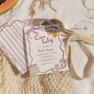 Lemon Bows Girls Baby shower Uitnodiging