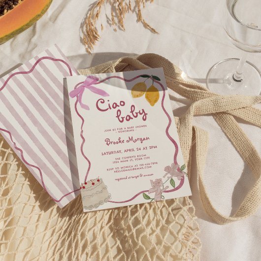 Lemon Bows Girls Baby shower Uitnodiging
