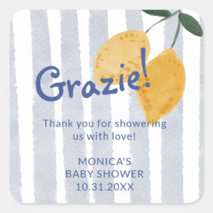 Lemon Boy Baby shower gunst Dank u Vierkante Sticker