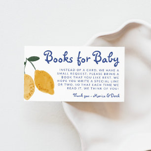 Lemon Boys Boeken voor Baby shower Baby Library Informatiekaartje