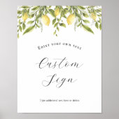 Lemon Branch en Greenery Custom Text Sign Poster (Voorkant)