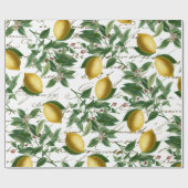 Lemon Branch French Script Fruit Cadeaupapier (Vlak)