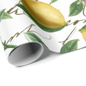 Lemon Branch French Script Fruit Cadeaupapier (Rol Hoek)