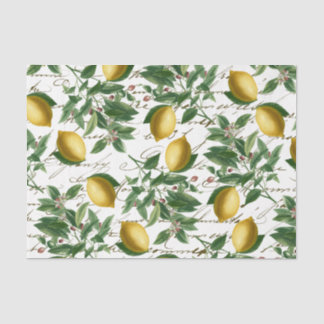 Lemon Branch French Script Fruit Wrapping Tissuepapier