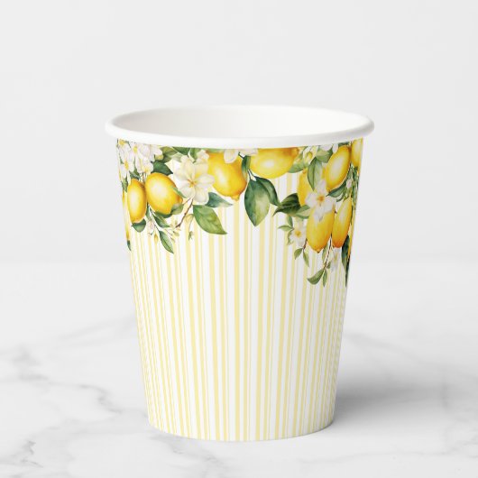 Lemon Branch Mediterraan Zomer Bruids Brunch Papieren Bekers (Achterkant)