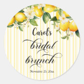 Lemon Branch Mediterraan Zomer Bruids Brunch Ronde Sticker (Voorkant)