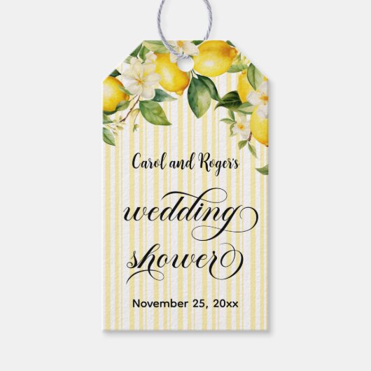 Lemon Branch Mediterraan Zomer Trouwdouche Cadeaulabel (Voorkant)