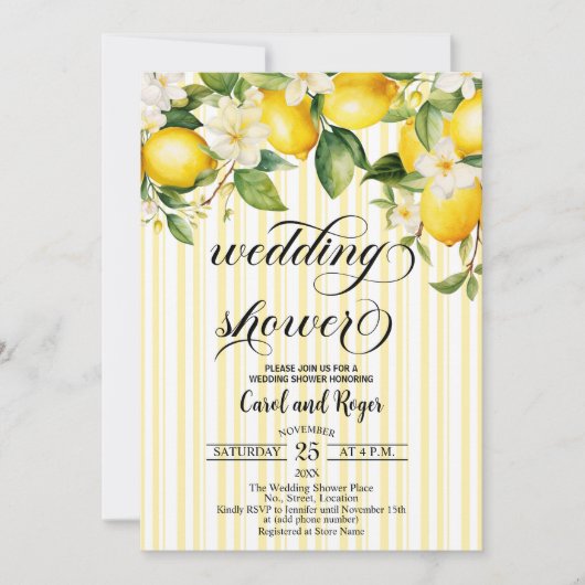 Lemon Branch Mediterraan Zomer Trouwdouche Kaart (Voorkant)
