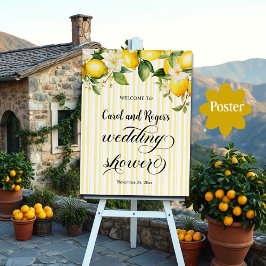 Lemon Branch Mediterraan Zomer Trouwdouche Poster