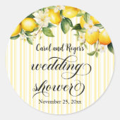 Lemon Branch Mediterraan Zomer Trouwdouche Ronde Sticker (Voorkant)