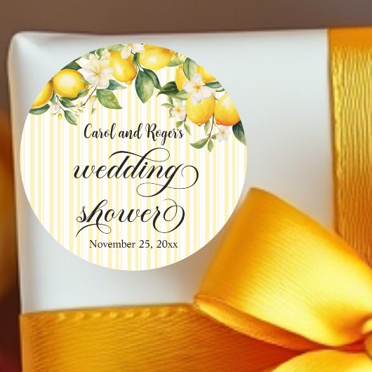 Lemon Branch Mediterraan Zomer Trouwdouche Ronde Sticker