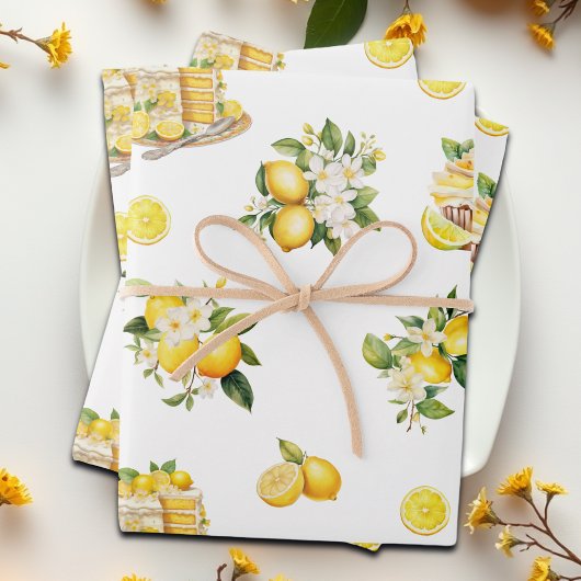 Lemon Branch Mediterrane Zomer Inpakpapier Vel