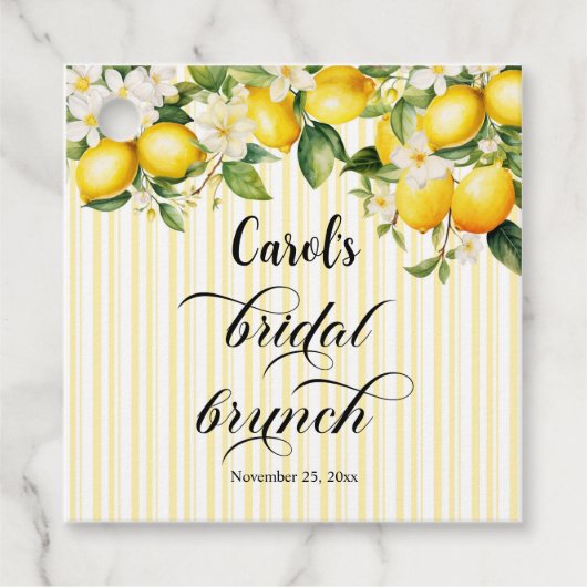 Lemon Branch Mediterranean Summer Bridal Brunch Bedankjes Labels (Voorkant)