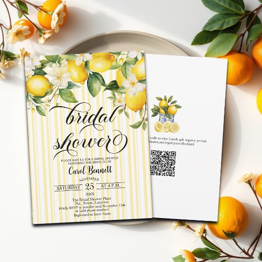Lemon Branch Mediterranean Summer Bridal Shower Kaart