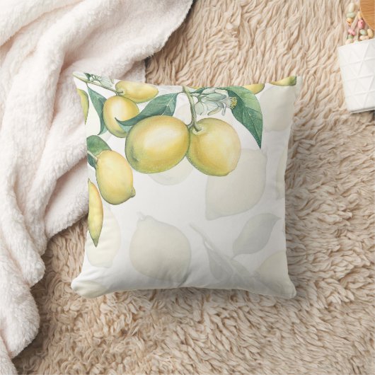 Lemon Branches White & Yellow Country Robuuste afb Kussen (Deken)