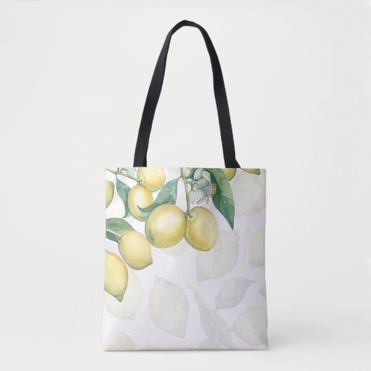 Lemon Branches White & Yellow Country Robuuste afb Tote Bag (Voorkant)