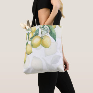 Lemon Branches White & Yellow Country Robuuste afb Tote Bag