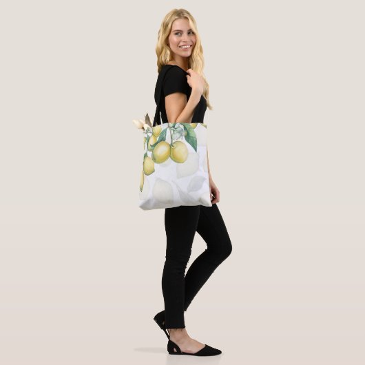 Lemon Branches White & Yellow Country Robuuste afb Tote Bag (Op model)