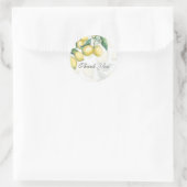 Lemon Branches White & Yellow Country Rustic Favor Ronde Sticker (Tas)