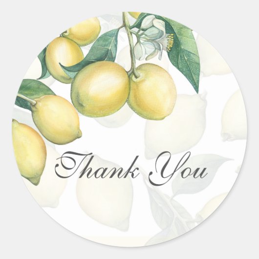 Lemon Branches White & Yellow Country Rustic Favor Ronde Sticker (Voorkant)