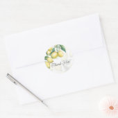 Lemon Branches White & Yellow Country Rustic Favor Ronde Sticker (Envelop)