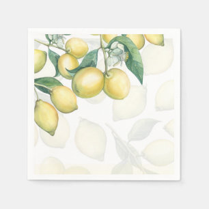 Lemon Branches White & Yellow Country Rustic Party Servet