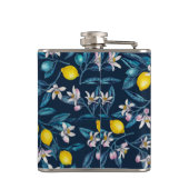 Lemon branches with blossoms and fruit on blue heupfles (Achterkant)