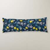Lemon branches with blossoms and fruit on blue lichaamskussen (Achterkant)