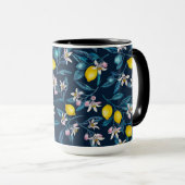 Lemon branches with blossoms and fruit on blue mok (Voorkant rechts)