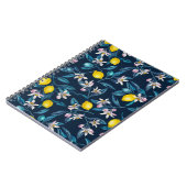 Lemon branches with blossoms and fruit on blue not notitieboek (Linkerzijde)
