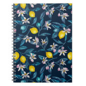 Lemon branches with blossoms and fruit on blue not notitieboek (Voorkant)