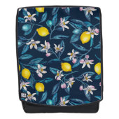 Lemon branches with blossoms and fruit on blue rugtassen (Voorkant)