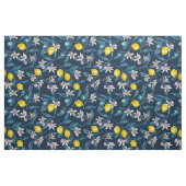 Lemon branches with blossoms and fruit on blue stof (Yard (91,4 cm))