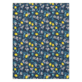 Lemon branches with blossoms and fruit on blue tafelkleed (Voorkant)