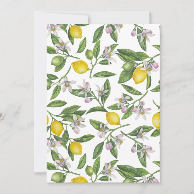 Lemon branches with blossoms and fruit on white (Voorkant)