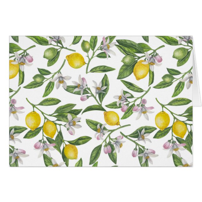 Lemon branches with blossoms and fruit on white (Voorkant Horizontaal)