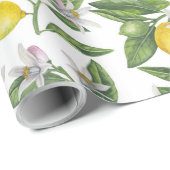 Lemon branches with blossoms and fruit on white cadeaupapier (Rol Hoek)