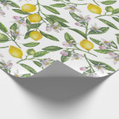 Lemon branches with blossoms and fruit on white cadeaupapier (Hoek)