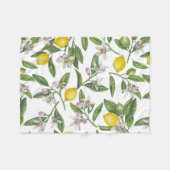 Lemon branches with blossoms and fruit on white fleece deken (Voorkant (Horizontaal))