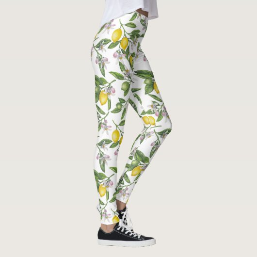Lemon branches with blossoms and fruit on white leggings (Rechts)
