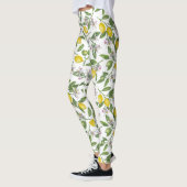 Lemon branches with blossoms and fruit on white leggings (Links)