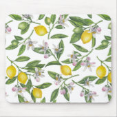 Lemon branches with blossoms and fruit on white muismat (Voorkant)