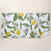 Lemon branches with blossoms and fruit on white strandlaken (Voorkant)