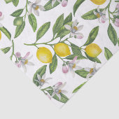 Lemon branches with blossoms and fruit on white tissuepapier (Detail)